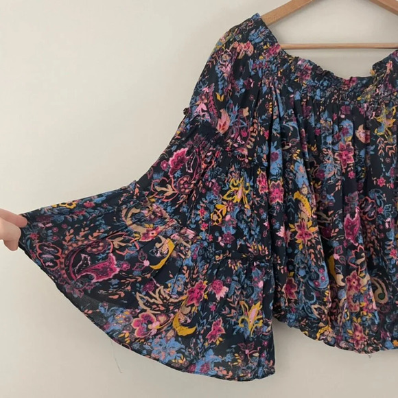 Free People Free Spirit Off The Shoulder Top in Floral Multi Size Small - Picture 5 of 6